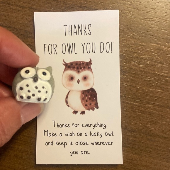 Owl Figurine - Gray and White, Inspirational - Picture 1 of 3